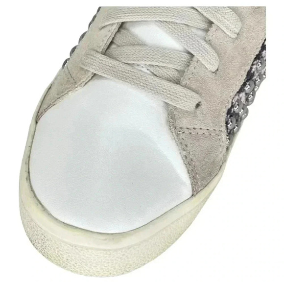 AQUA Womens Sneakers 6M Tess Grey Snake Print Leather Silver Studded - Picture 12 of 16